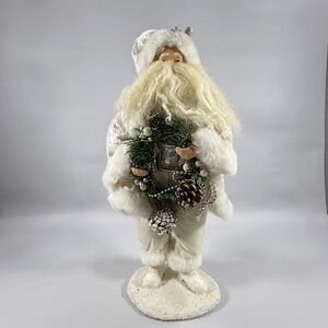VTG Kmart Santa Claus Figurine Large White Silver Winter Wonderland‎ Decor 18in